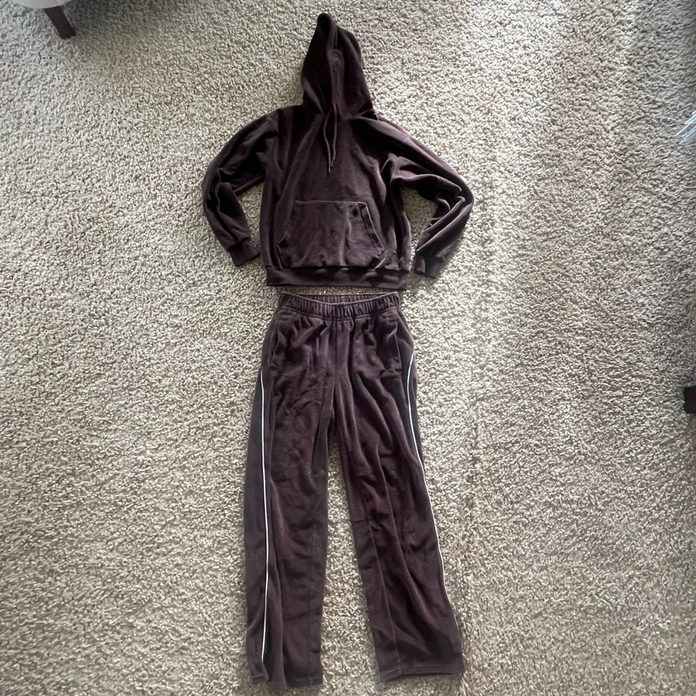 TNA velour brown track suit